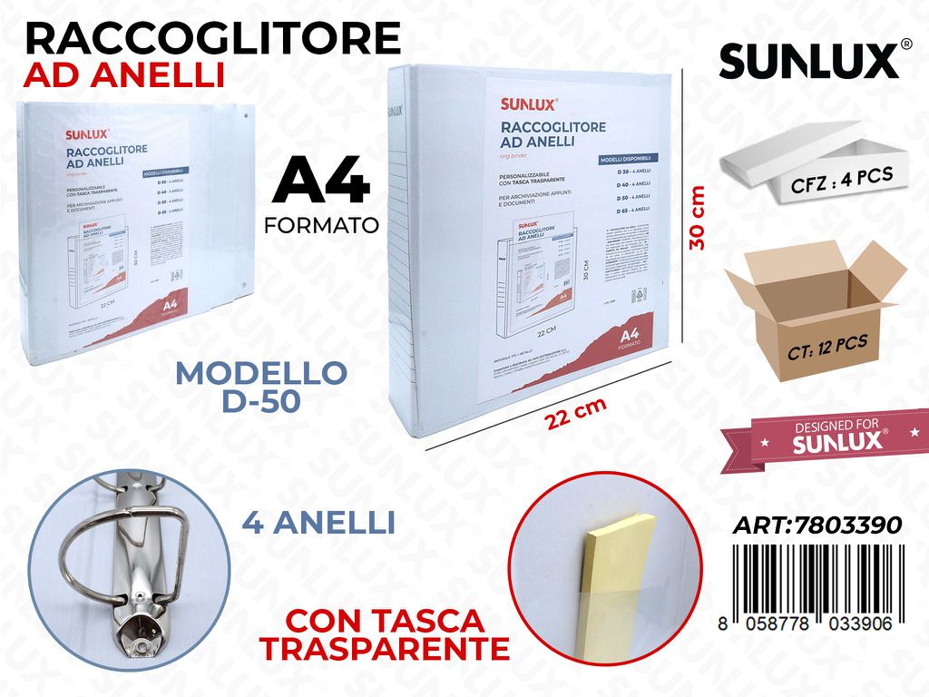 Raccoglitore 4ANELLI D-50 Pp A4