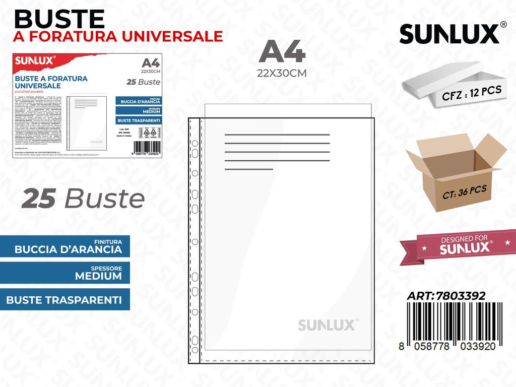 Buste Forate Trasp. Buccia D'arancia 25PCS A4