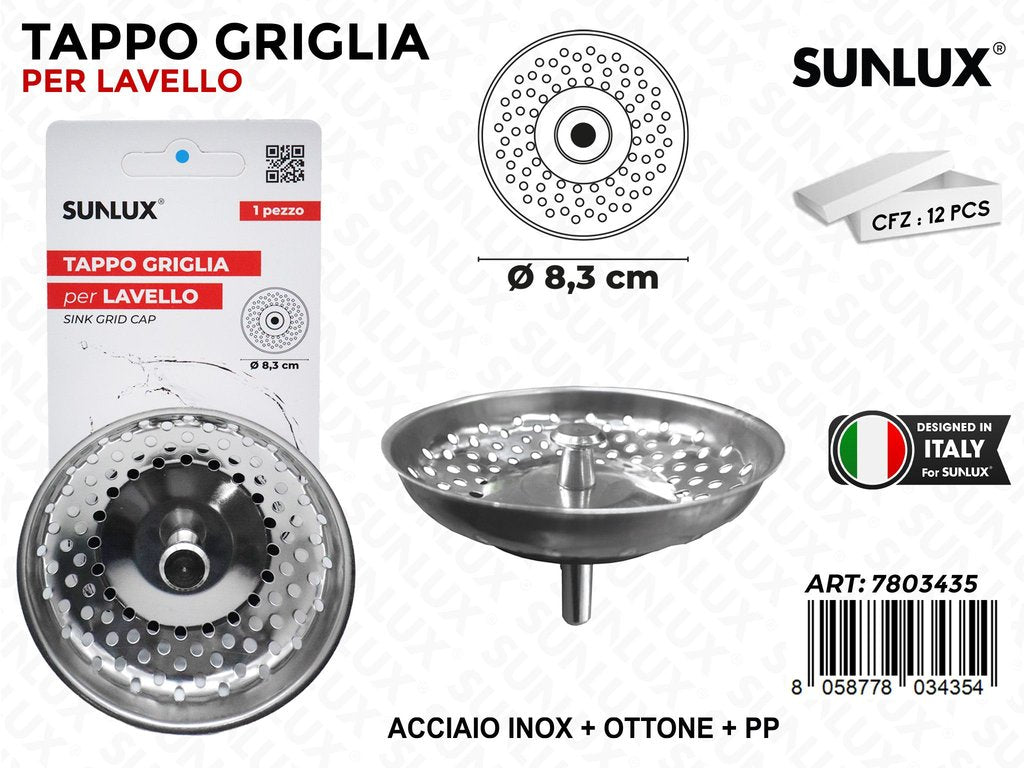 Tappo Griglia per Lavello Acc.inox D.8.3CM