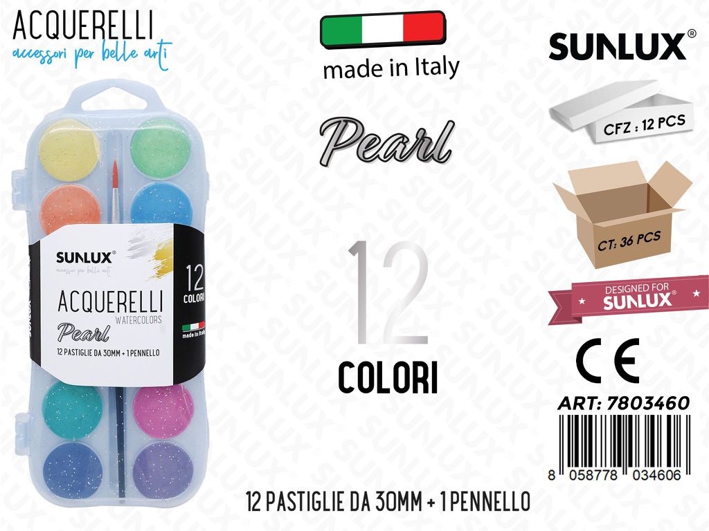 Acquerelli 12COL. Perlati D.30MM