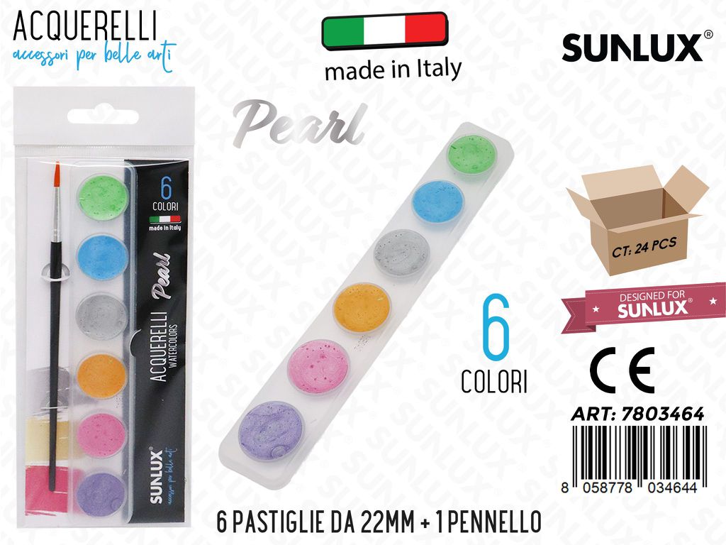 Acquerelli Stringa 6COL. Perla D.22MM