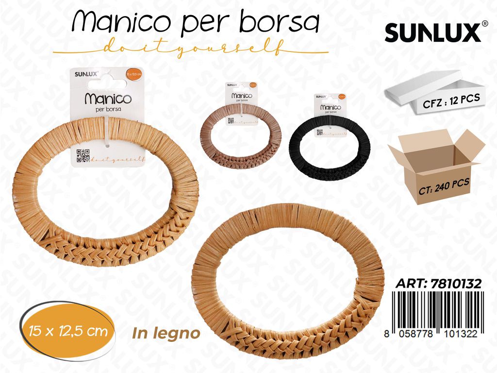 Sunlux Manico per Borsa in Legno 15*12.5CM