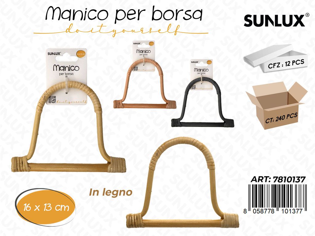 Sunlux Manico per Borsa in Legno 16*13CM