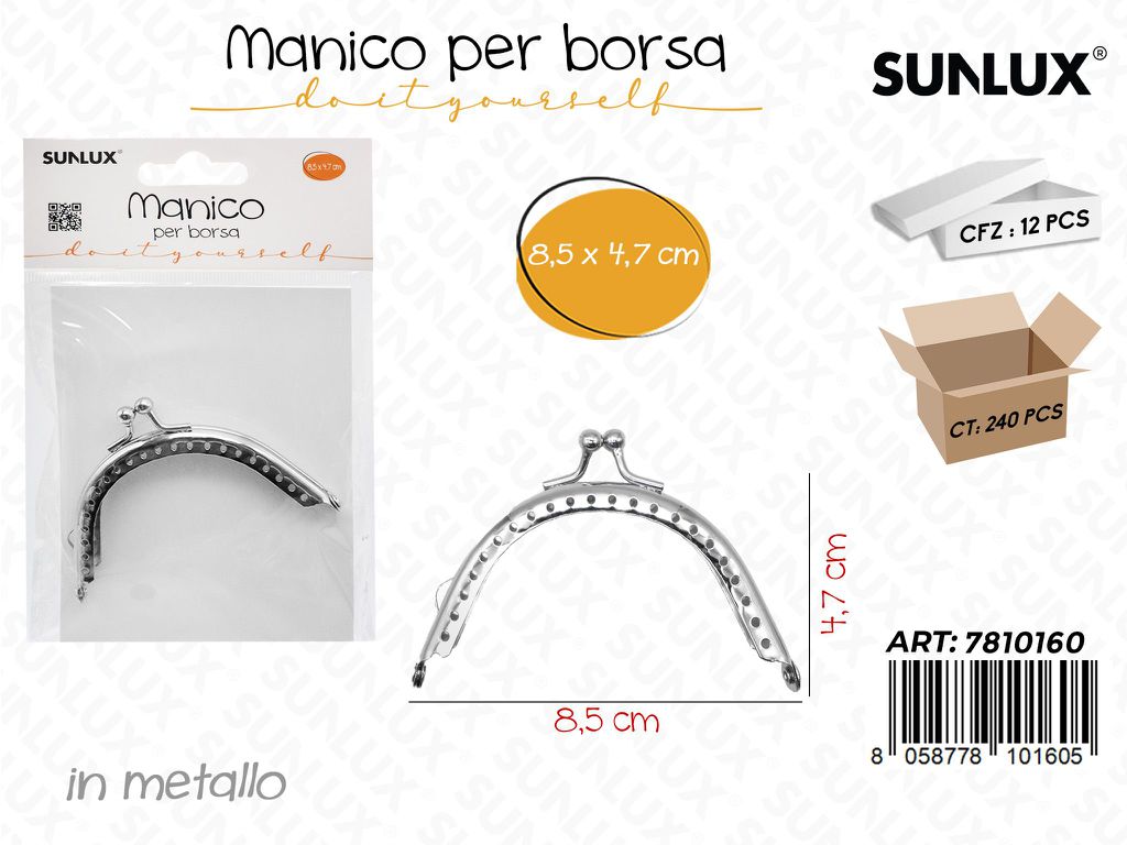 Sunlux Manico per Borsa Metallo 8.5*4.7CM