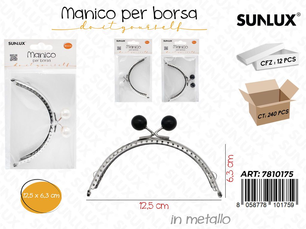 Sunlux Manico per Borsa Metallo 12.5*6.3CM