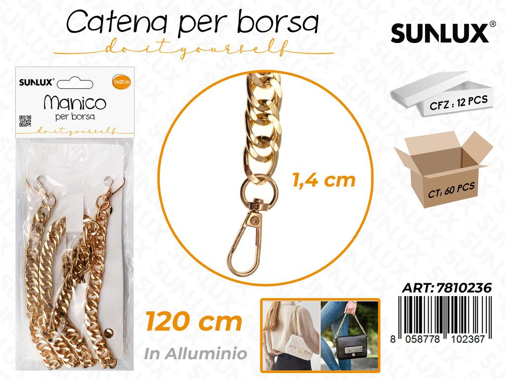 Sunlux Catena per Borsa Allum. Oro 1.4*120CM