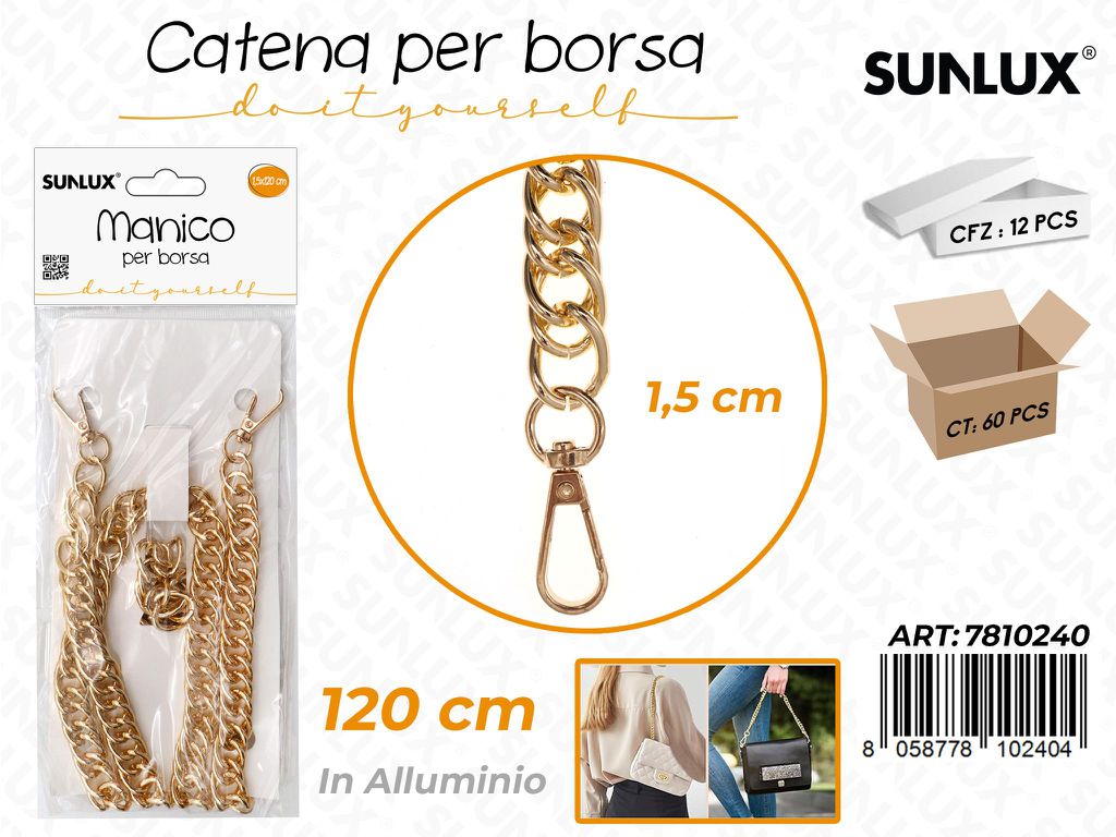 Sunlux Catena per Borsa Allum. Oro 1.5*120CM