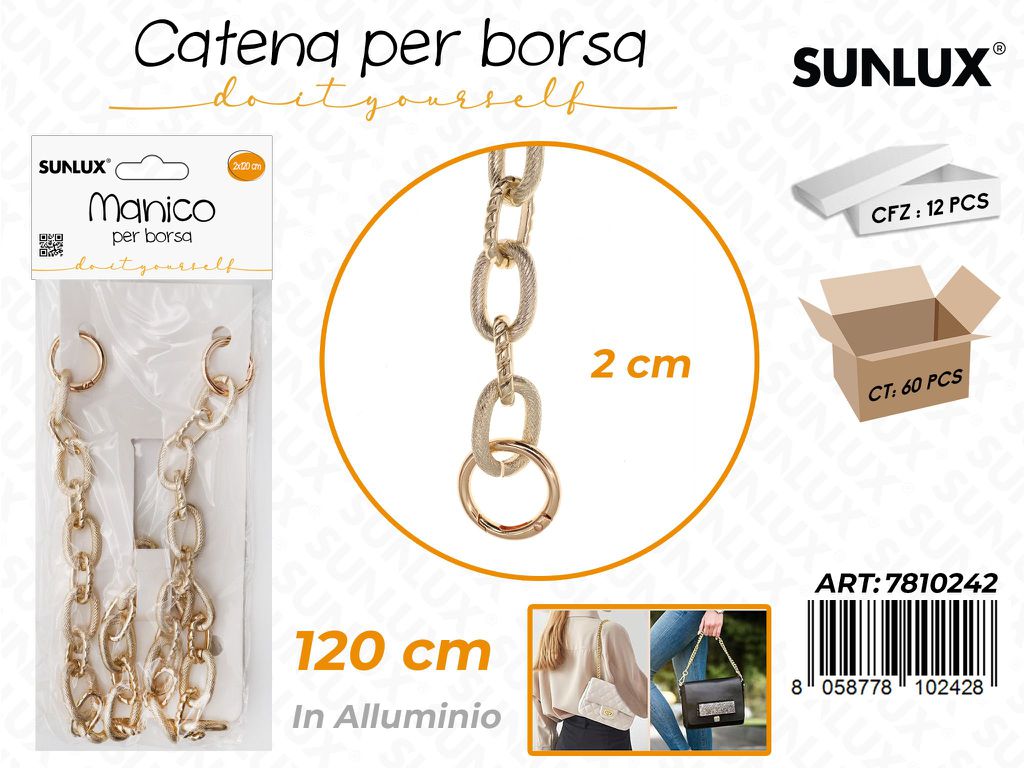 Sunlux Catena per Borsa Allum. Oro 2*120CM