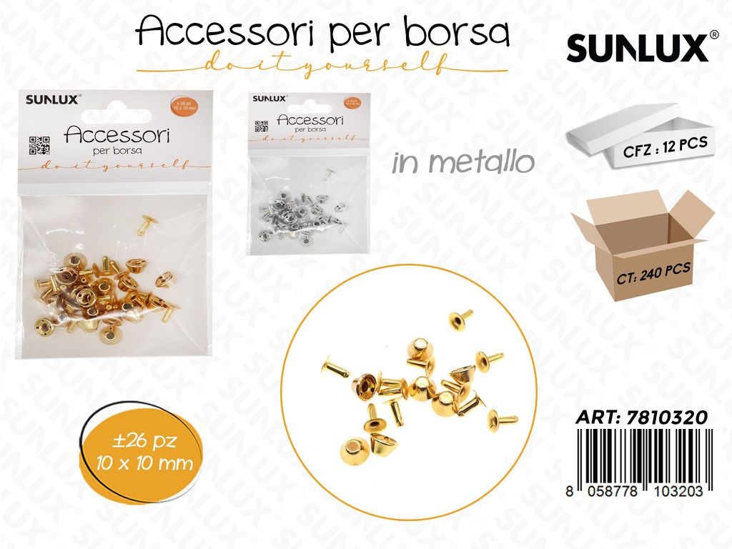 Sunlux Acc. per Borsa Metallo Ass. 26PCS 10*10CM