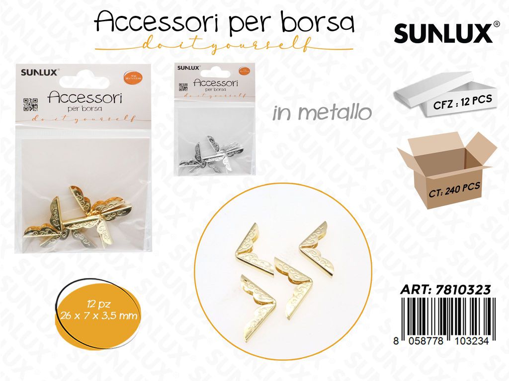 Sunlux Acc. per Borsa Metallo Ass. 12PCS 26*7*3.5MM