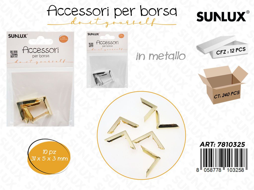Sunlux Acc. per Borsa Metallo Ass. 10PCS 31*5*3MM