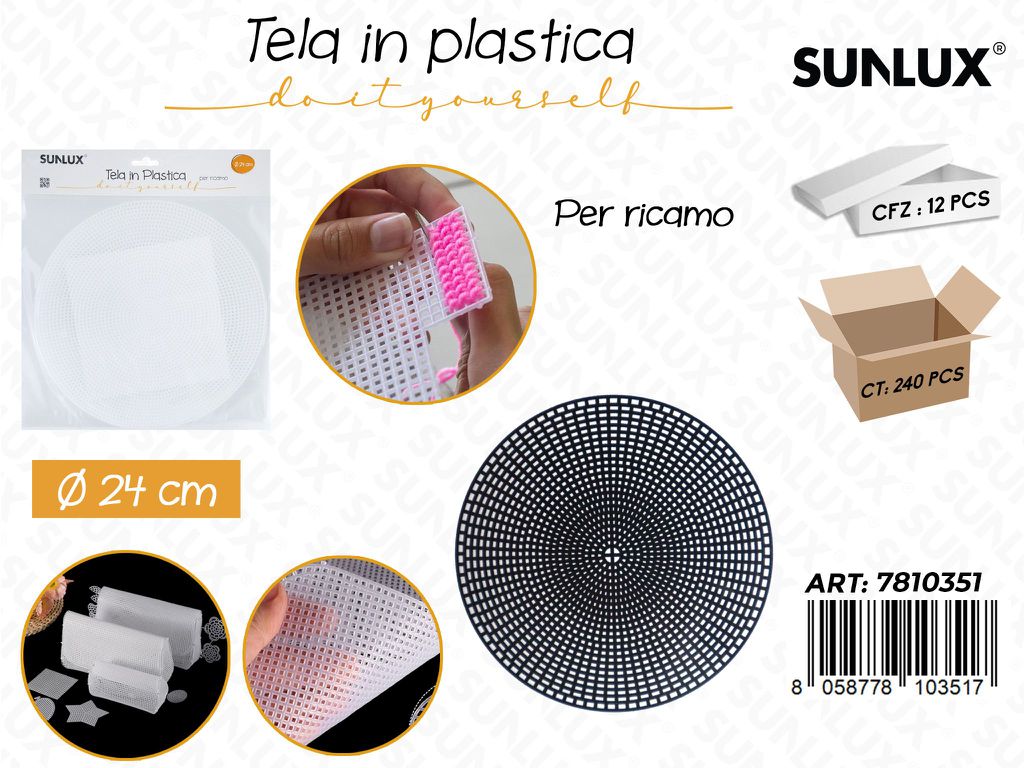 Sunlux Tela in Plast. per Ricamo 24CM