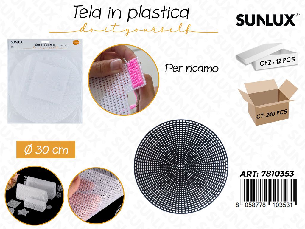 Sunlux Tela in Plast. per Ricamo 30CM