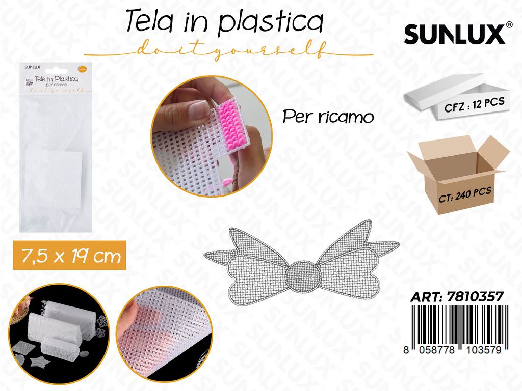 Sunlux Tela in Plast. per Ricamo 7.5*19CM