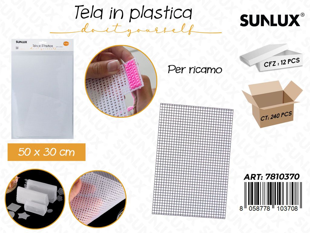 Sunlux Tela in Plast. per Ricamo 50*30CM