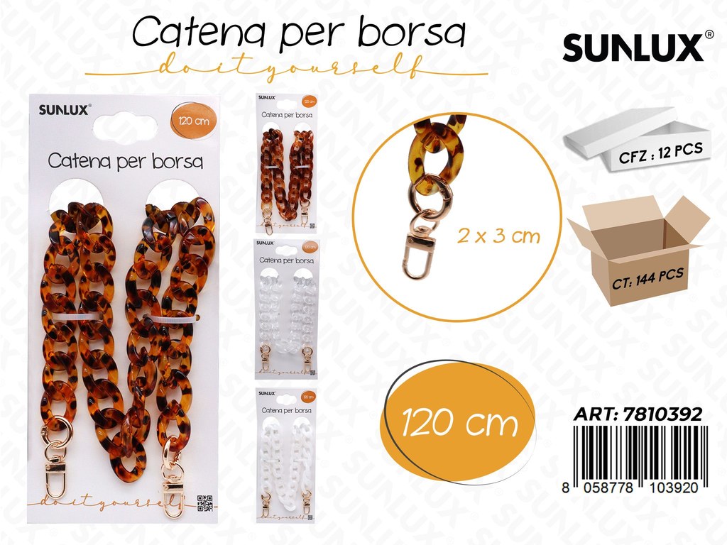 Sunlux Catena per Borsa 120CM 2*3CM Ass.