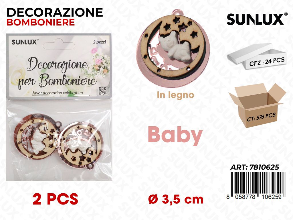 Sunlux Dec. Bomb. Baby Girl Legno 2PCS 3.5CM