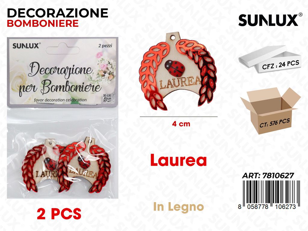 Sunlux Dec. Bomb. Laurea Legno 2PCS 4CM