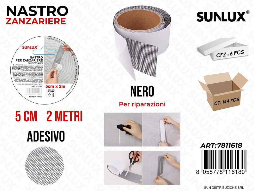 Nastro Zanzariere Adv Nero 5CM*2MT / Pz da 6
