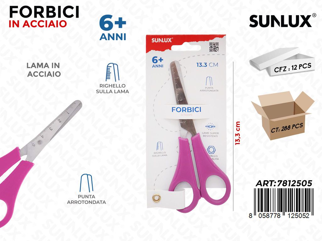 Sunlux Forbici Acc. c/Righello 13.3CM