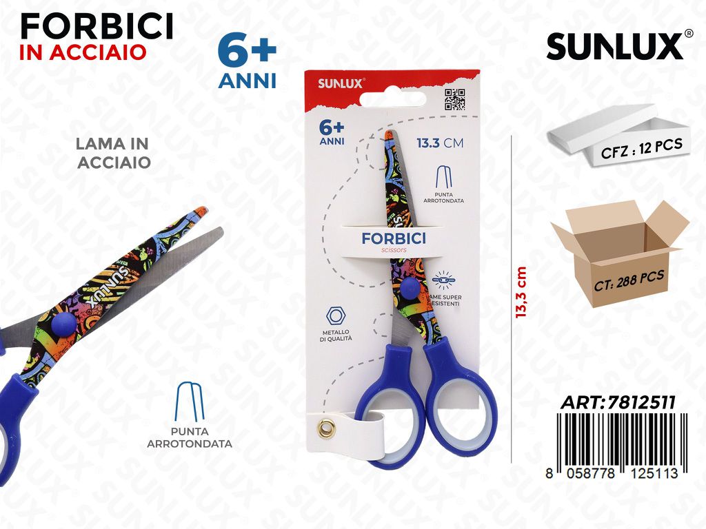 Sunlux Forbici Acc. Punta Arr. Blu 13.5CM
