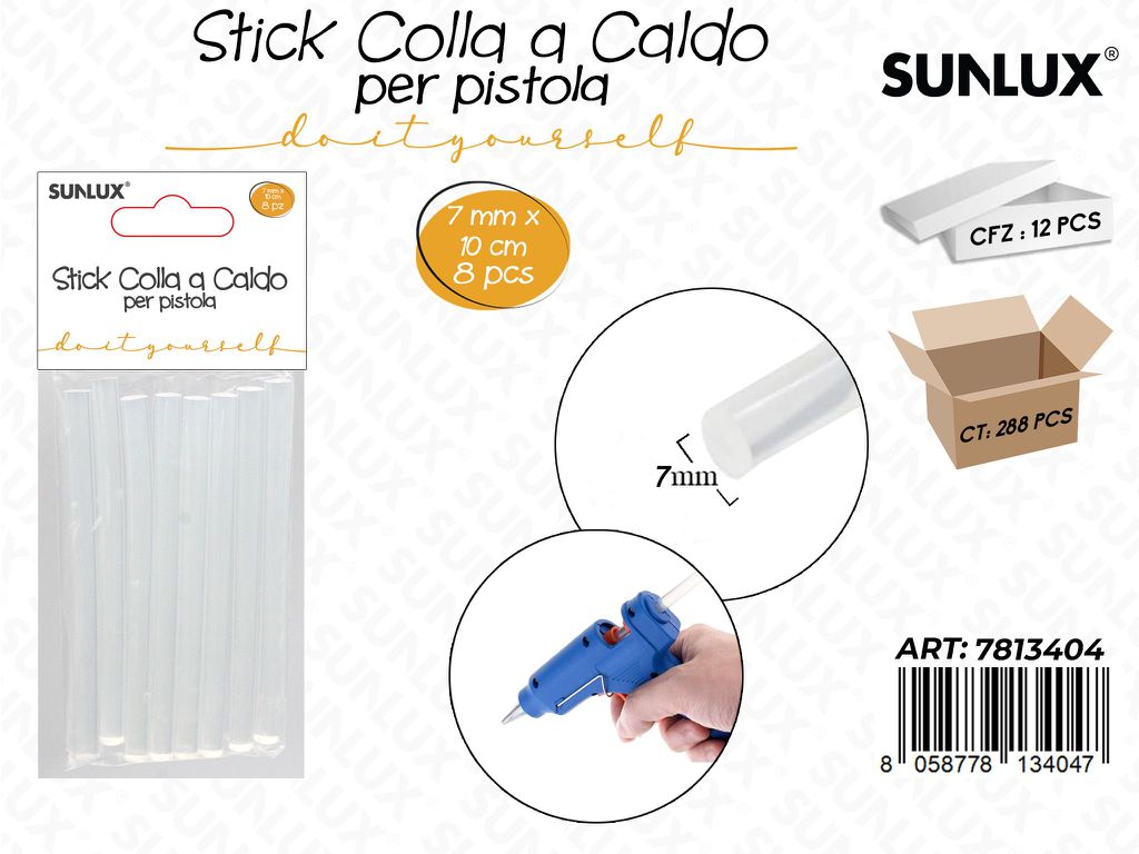 Sunlux Stick Colla a Caldo 8PCS 10CM*7MM