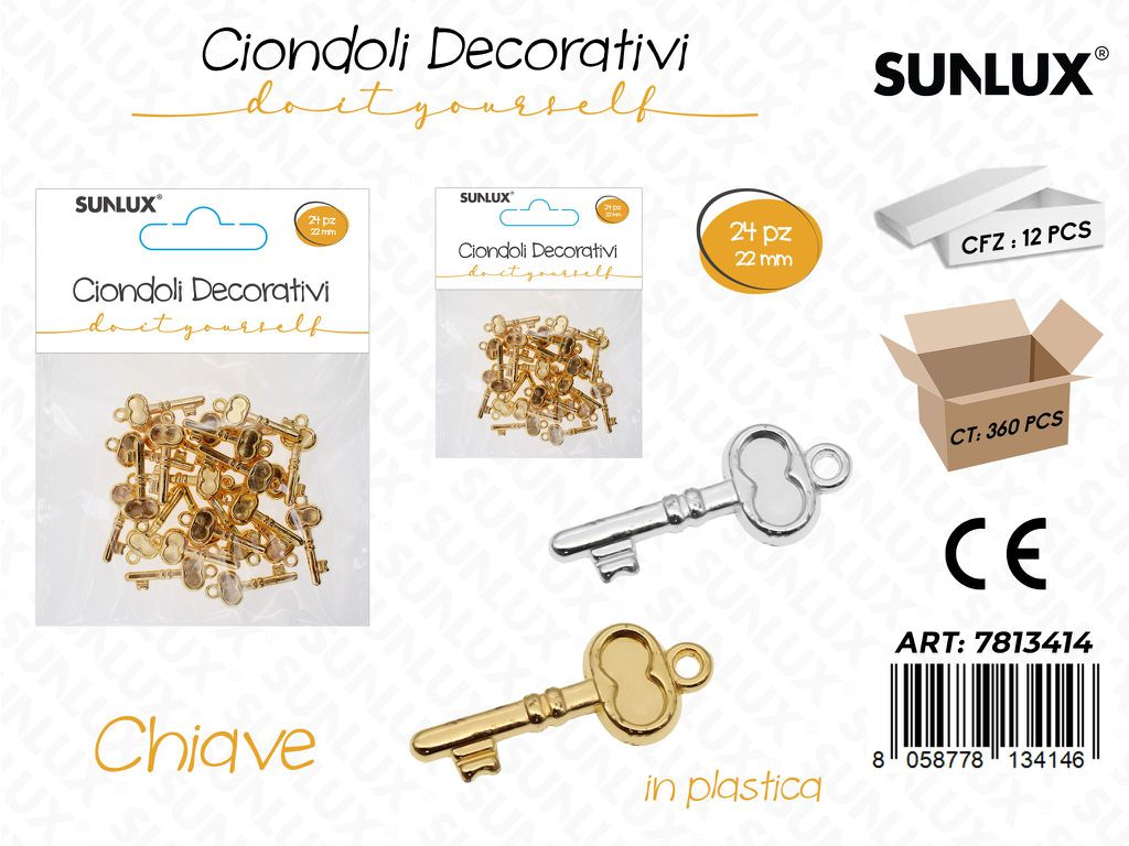Sunlux Ciondoli Dec. Plast. Chiave 24PCS 22MM