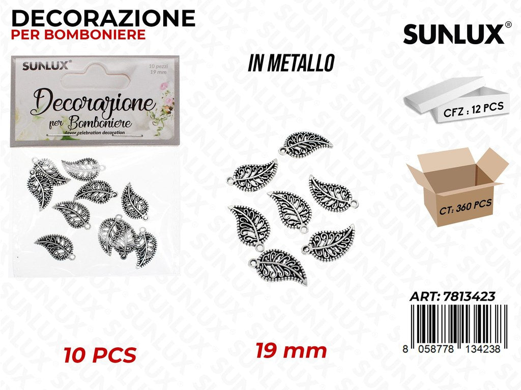 Sunlux Dec. Bomb. Metallo Foglia 10PCS 19MM
