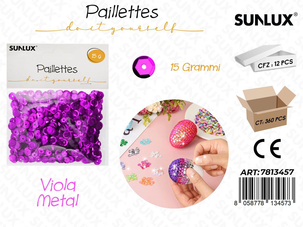 Sunlux Paillettes Viola Metal 15GR / Pz da 12