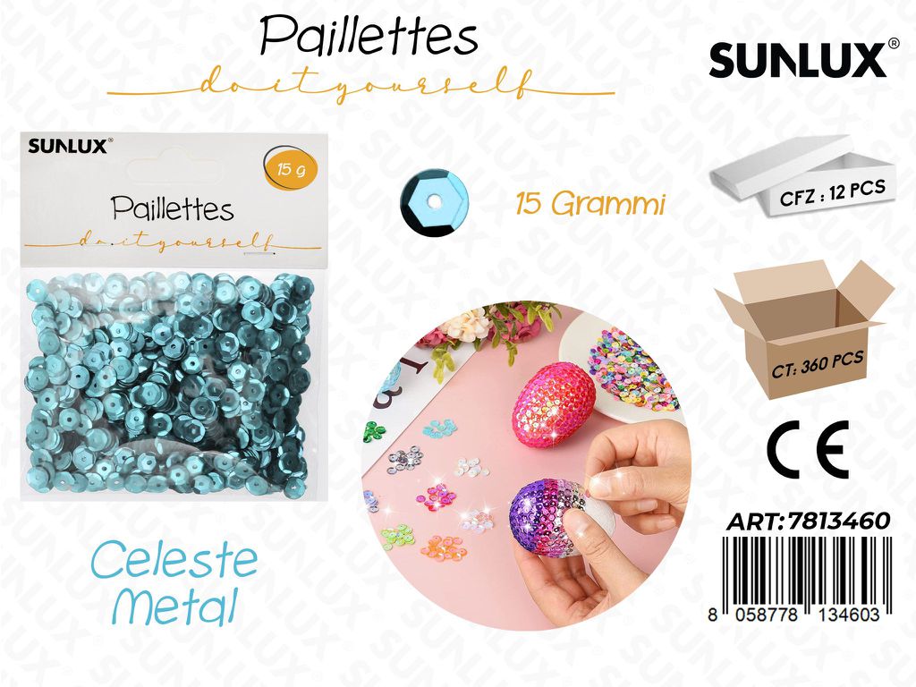 Sunlux Paillettes Celeste Metal 15GR / Pz da 12
