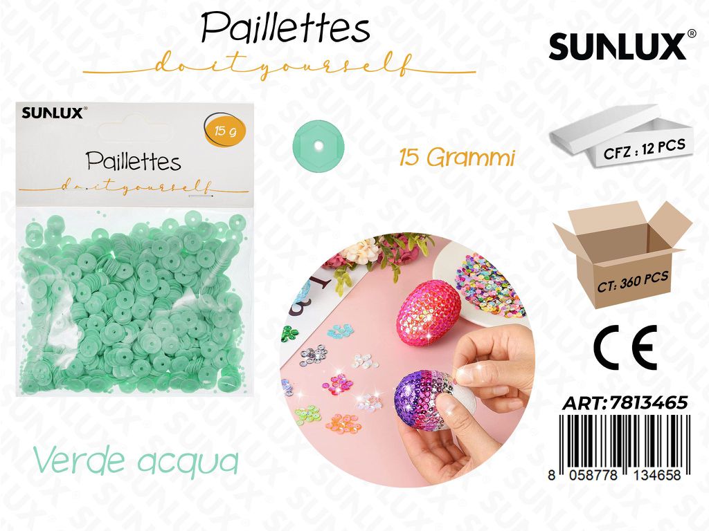 Sunlux Paillettes Verde Acqua 15GR / Pz da 12