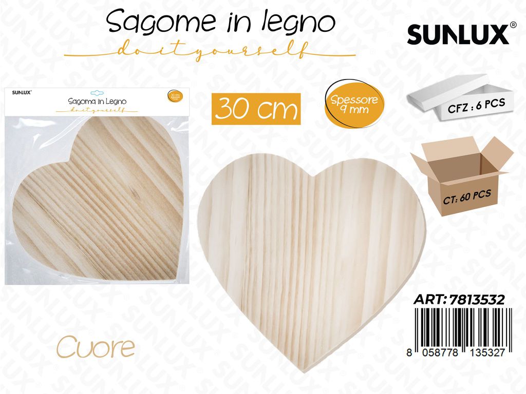 Sunlux Sagoma in Legno Cuore 30CM*9MM