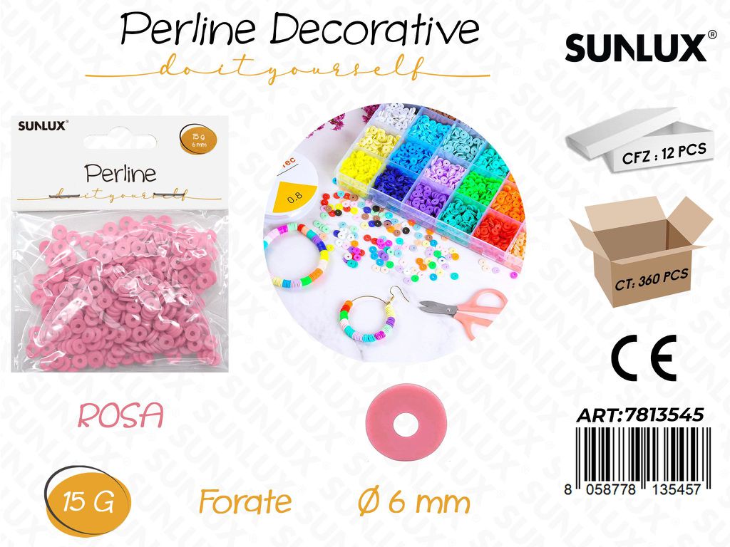 Sunlux Perline Forate Rosa 15G D.6MM