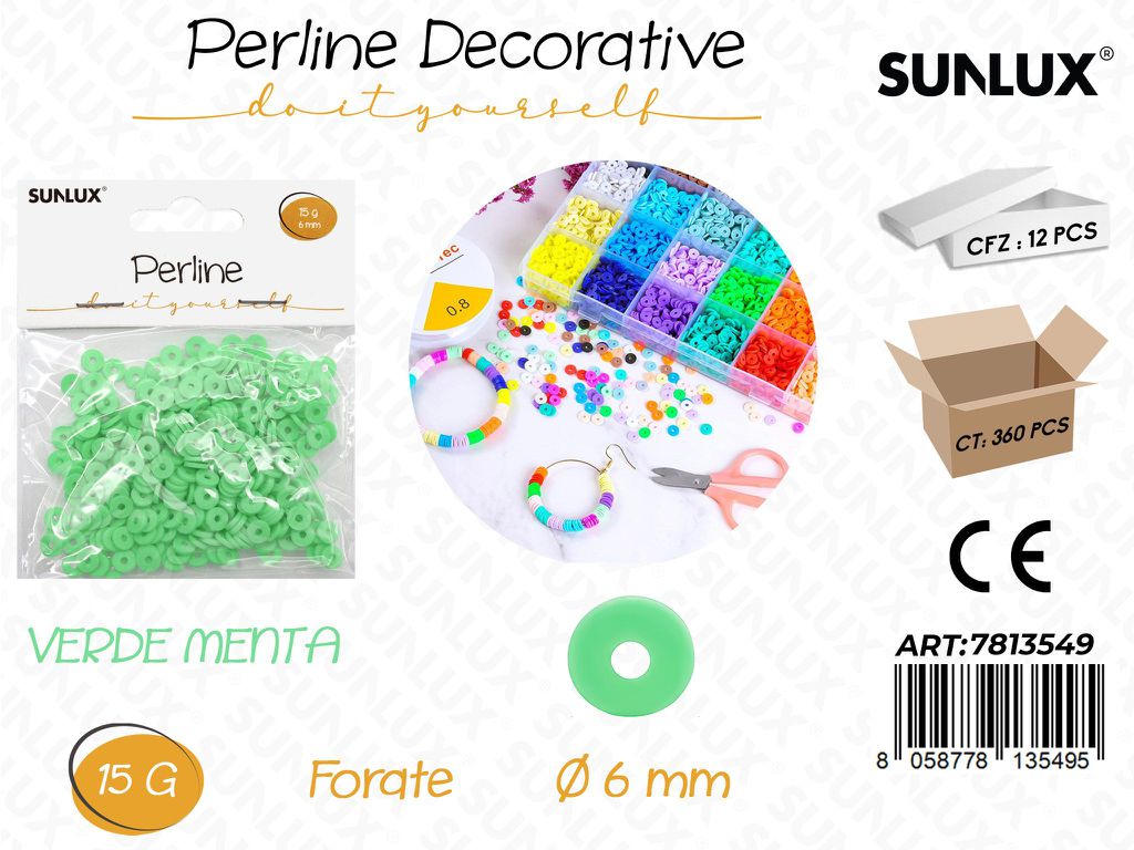Sunlux Perline Forate Verde Menta 15G D.6MM