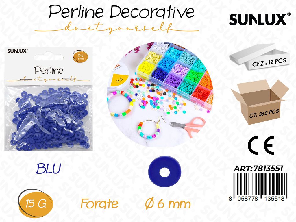 Sunlux Perline Forate Blu 15G D.6MM