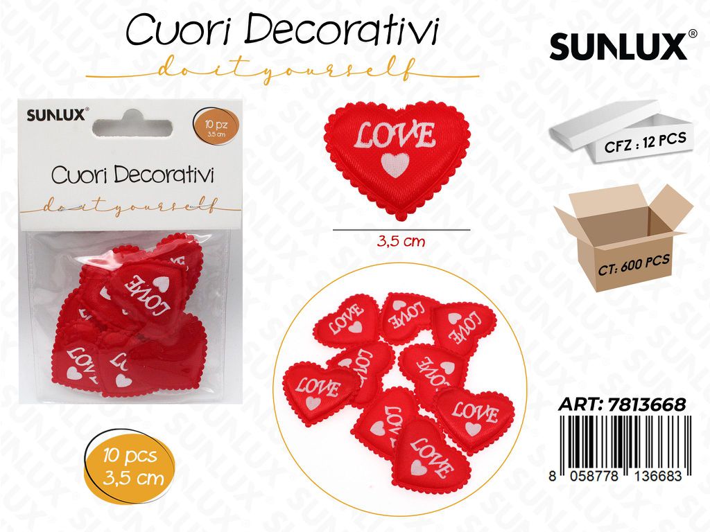 Sunlux Cuori Dec. Rosso Love 10PCS 3.5CM
