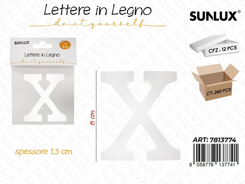 Sunlux Lettera X in Legno 8*1.3CM