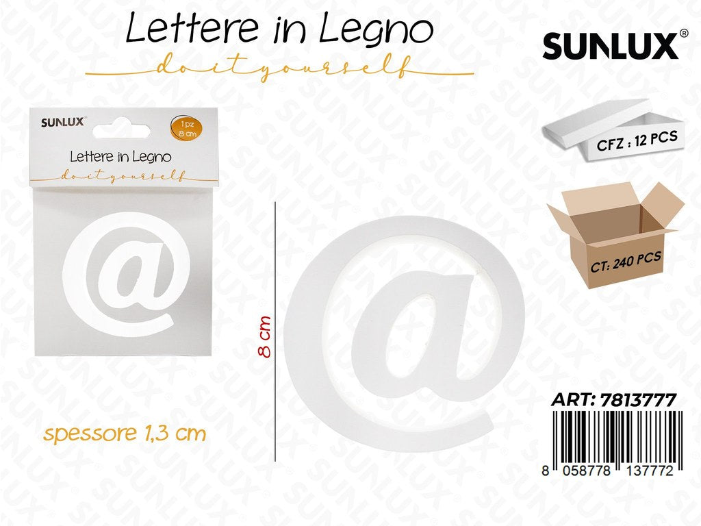 Sunlux Lettera @ in Legno 8*1.3CM