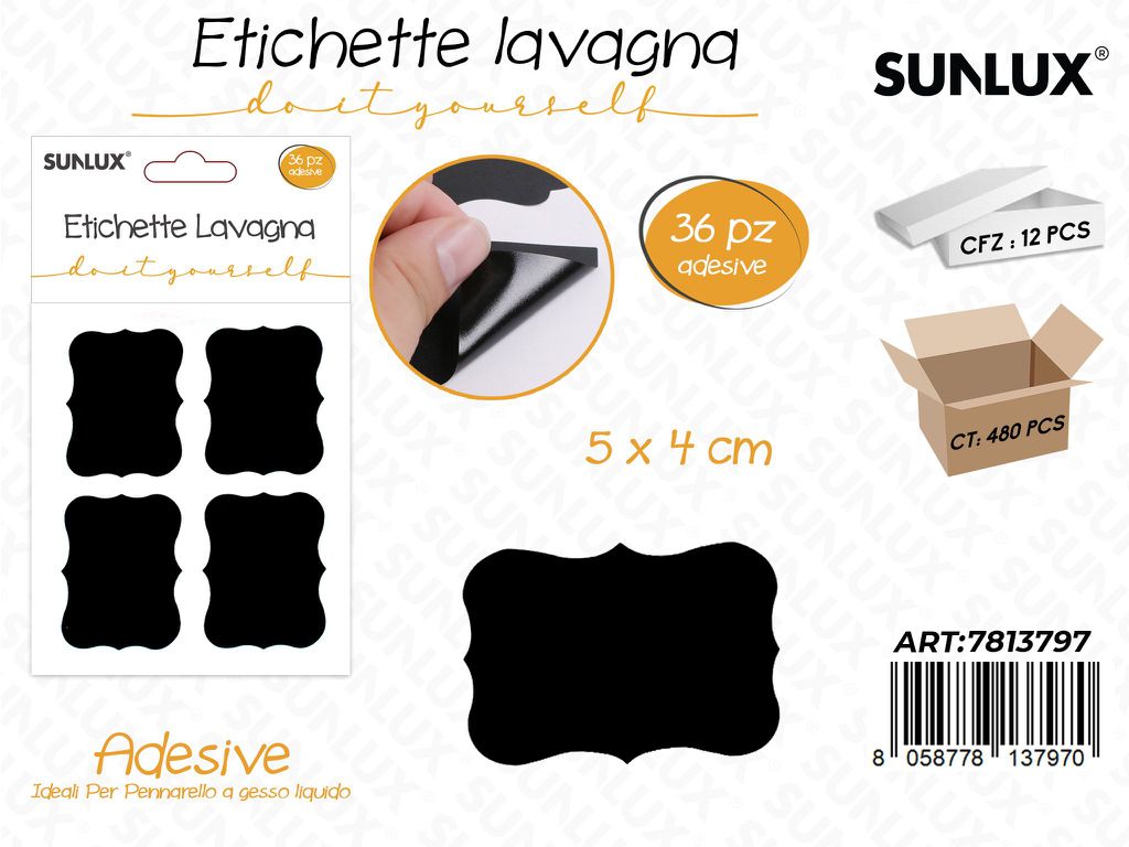 Sunlux Etichette Lavagna Adv 36PCS 5*4CM