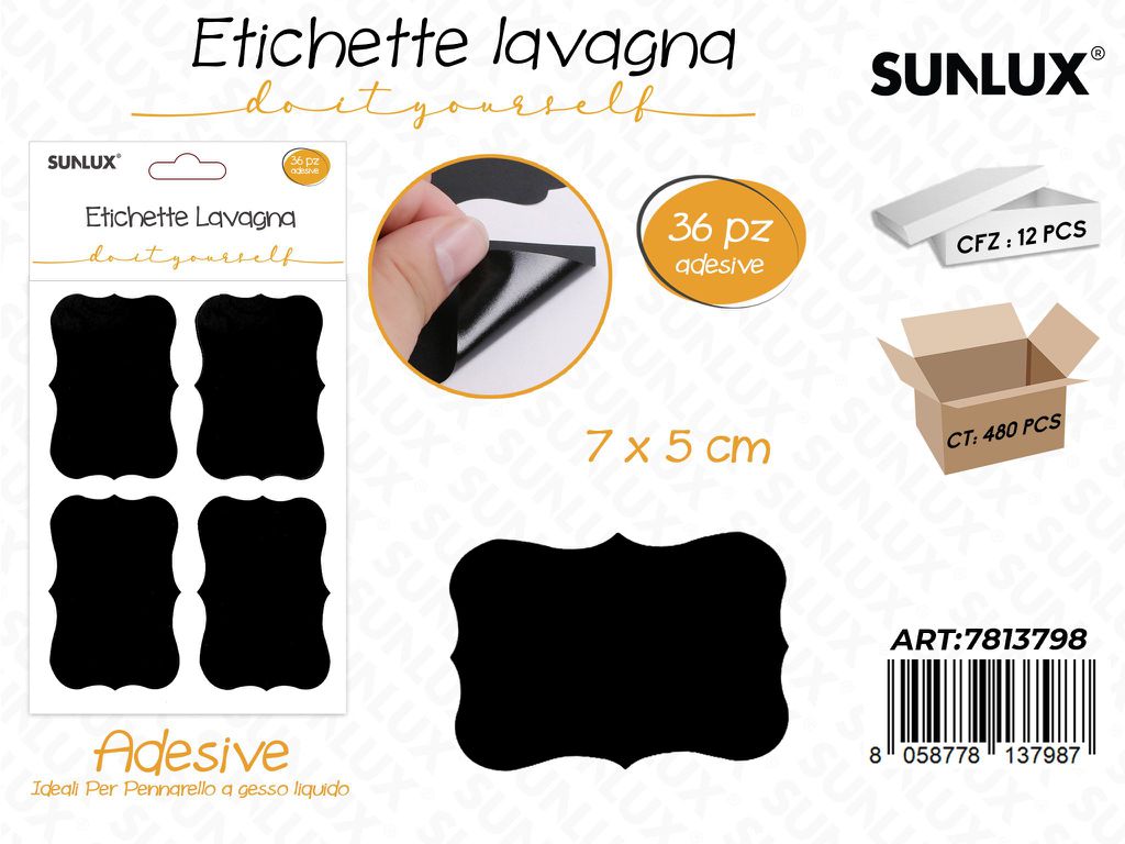 Sunlux Etichette Lavagna Adv 36PCS 7*5CM