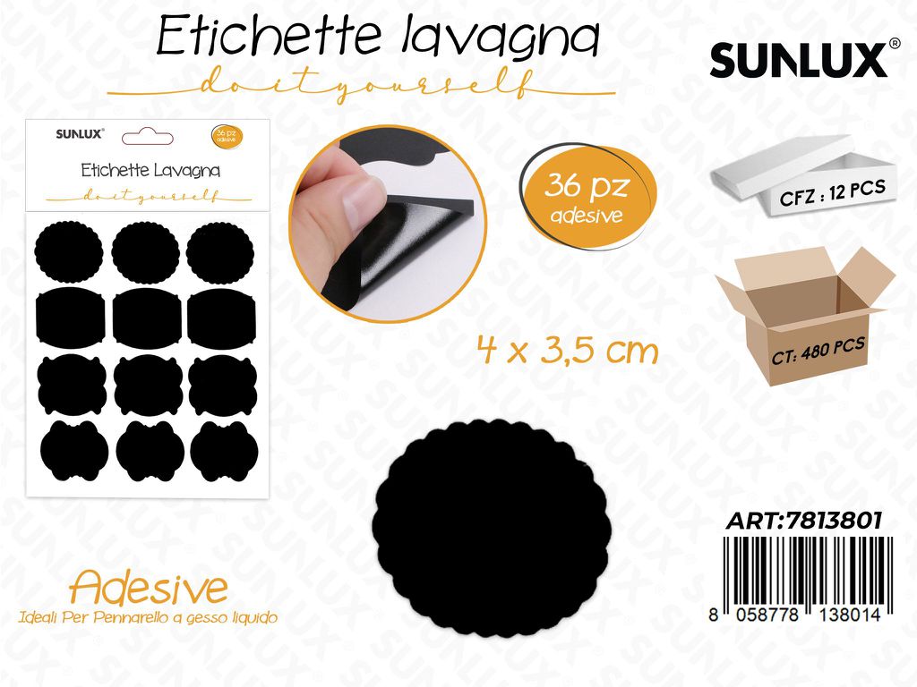 Sunlux Etichette Lavagna Adv 36PCS 4*3.5CM