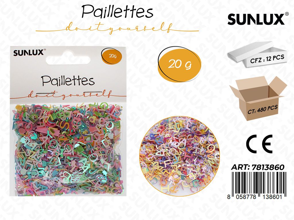 Sunlux Paillettes Lettere Col. Ass 20G / Pz da 12