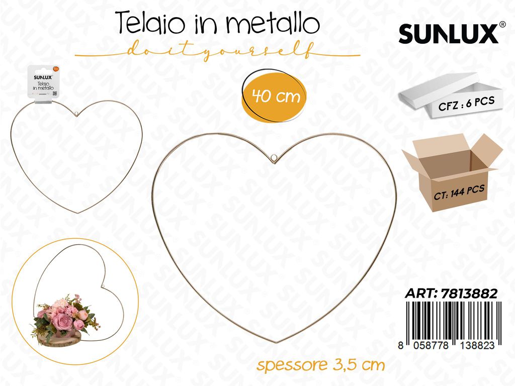 Sunlux Telaio in Metallo Cuore 3.5*40CM