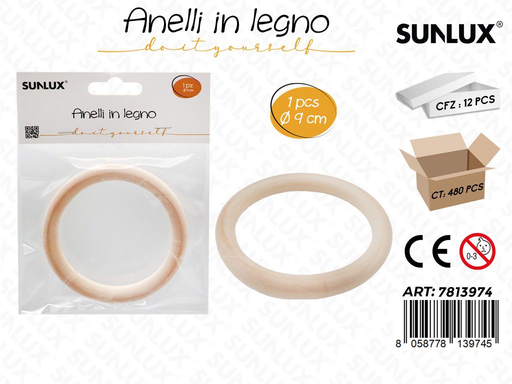 Sunlux Anelli in Legno D.9CM