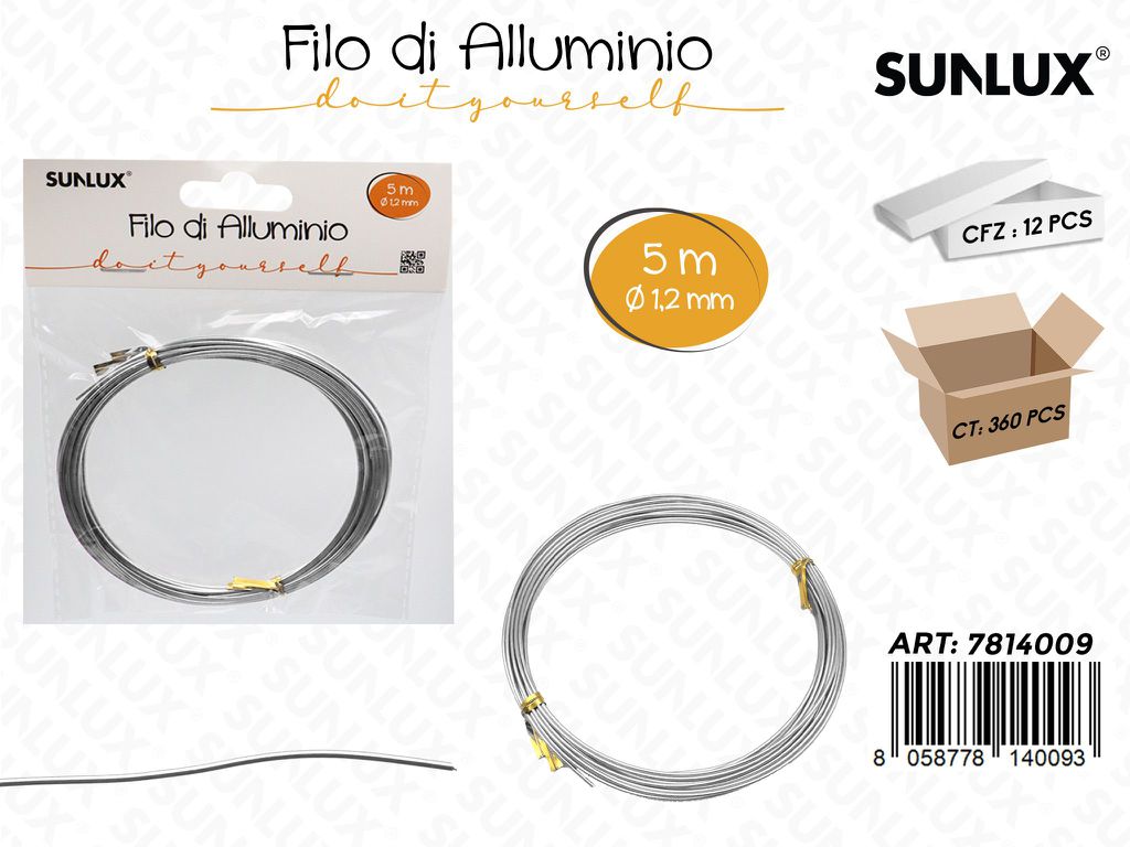 Sunlux Filo di Alluminio Arg. D.1.2MM*5MT