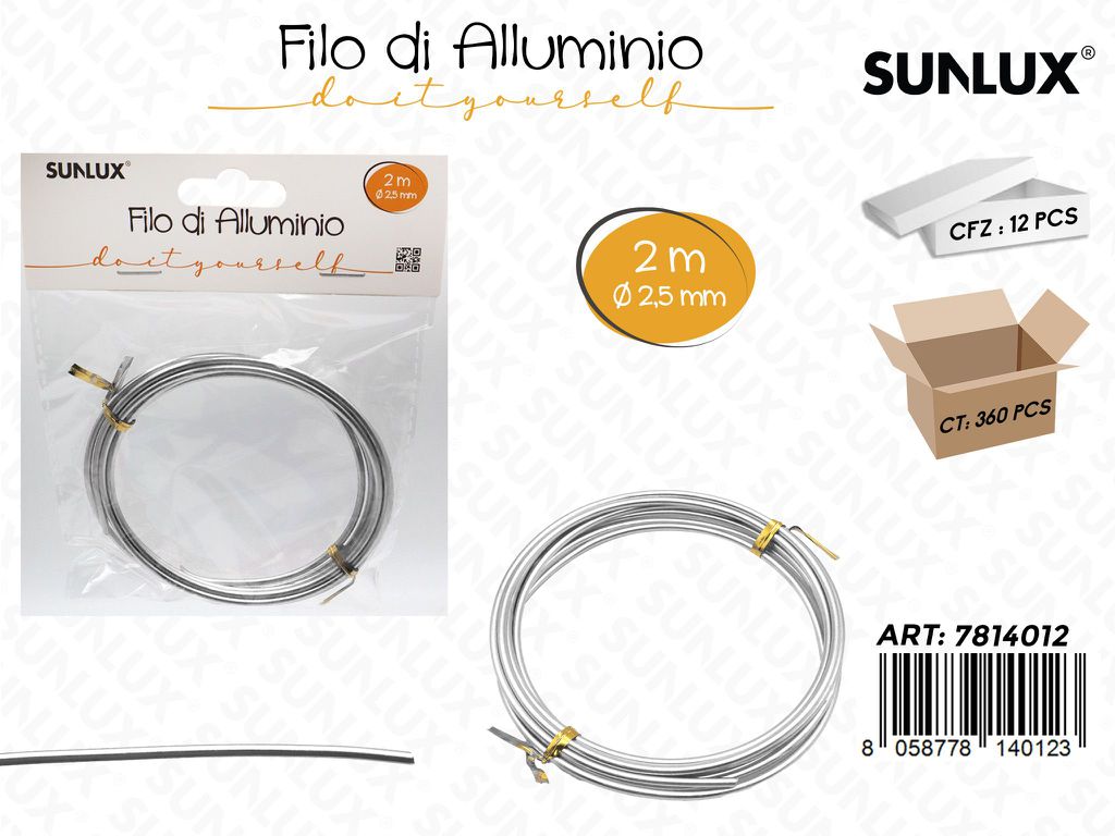 Sunlux Filo di Alluminio Arg. D.2.5MM*2MT