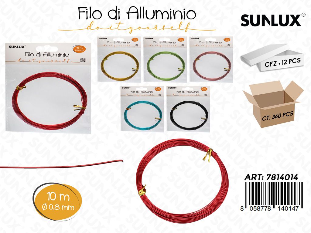 Sunlux Filo di Alluminio Ass. D.0.8MM*10MT
