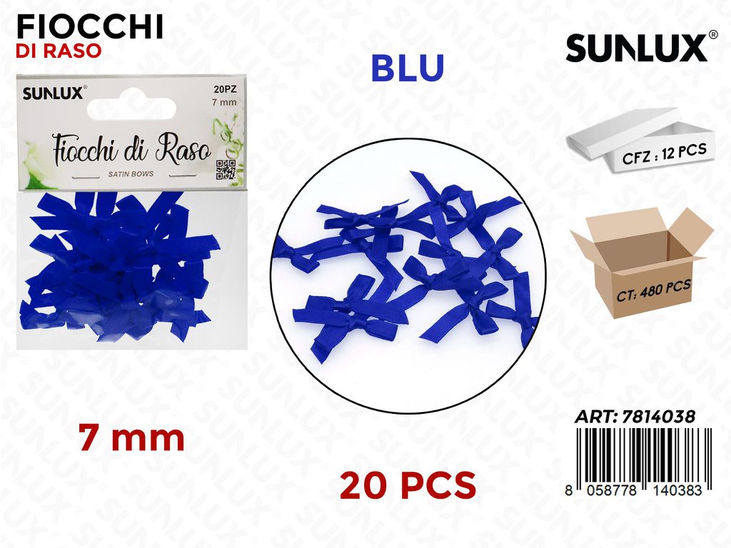 Sunlux Fiocchi di Raso Blu 20PCS 7MM