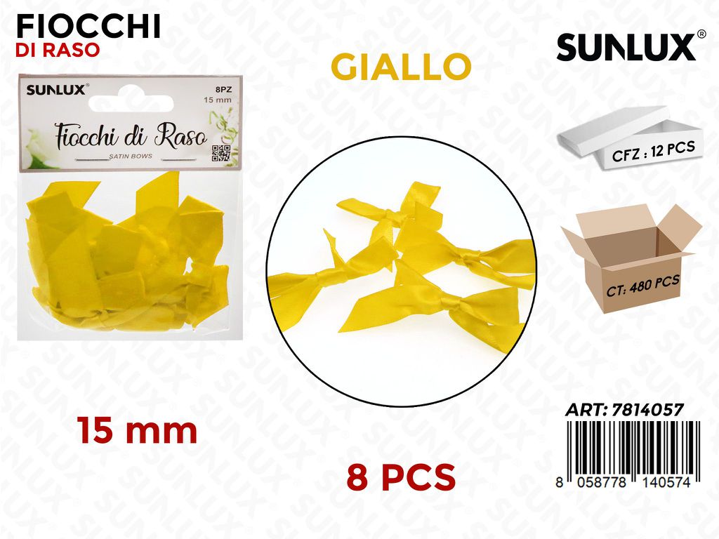 Sunlux Fiocchi di Raso Giallo 8PCS 15MM