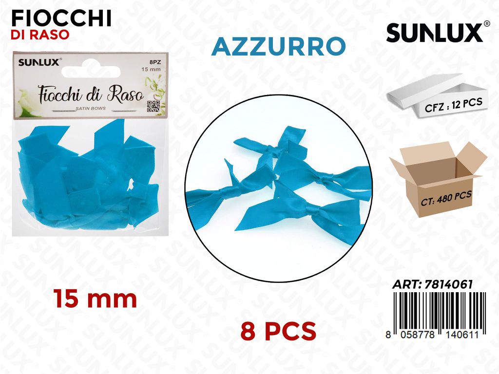 Sunlux Fiocchi di Raso Azzurro 8PCS 15MM